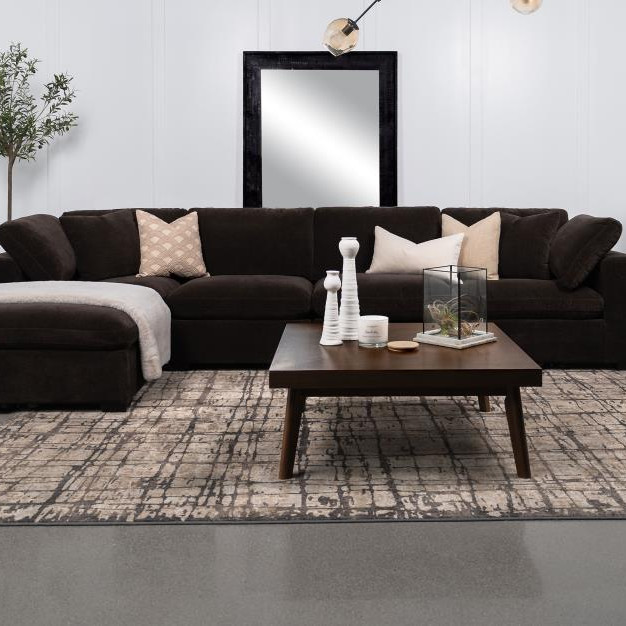 551464-SETB Lakeview 5-Piece Upholstered Modular Sectional Sofa Dark Chocolate