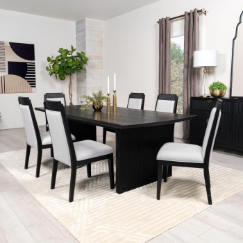 108231-S7 Brookmead 7-Piece Rectangular Dining Set With 18″ Removable Extension Leaf Black