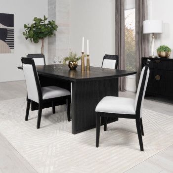 108231-S5 Brookmead 5-Piece Rectangular Dining Set With 18″ Removable Extension Leaf Black