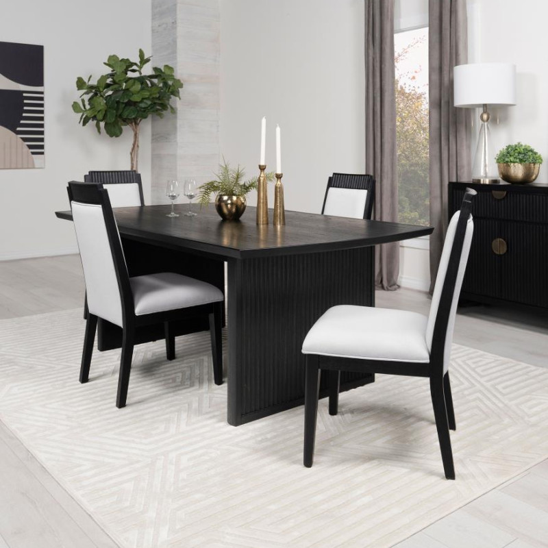 108231-S5 Brookmead 5-Piece Rectangular Dining Set With 18″ Removable Extension Leaf Black