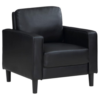 508363 Ruth Upholstered Track Arm Faux Leather Accent Chair Black