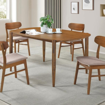 108461-S5 Dortch 5-Piece Oval Solid Wood Dining Set Walnut