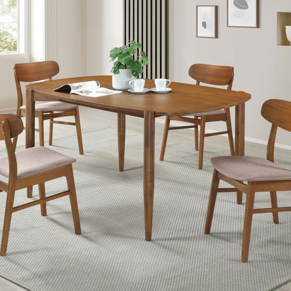 108461-S5 Dortch 5-Piece Oval Solid Wood Dining Set Walnut