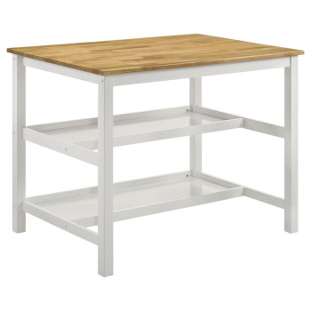 122246B1 Hollis Kitchen Island Counter Height Table Brown And White