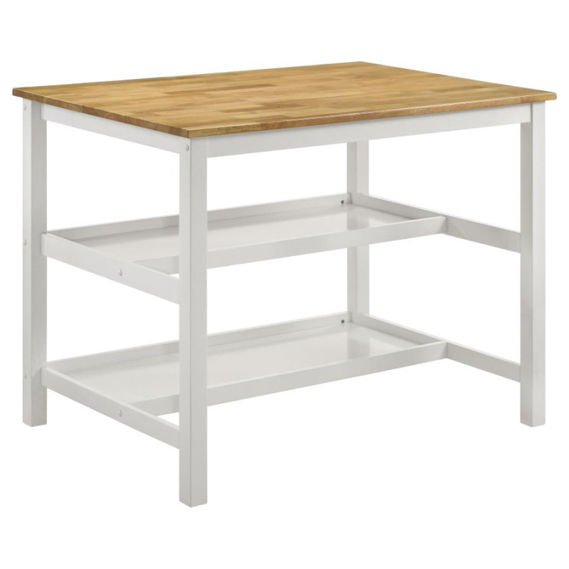 122246B1 Hollis Kitchen Island Counter Height Table Brown And White