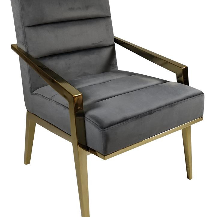 903144 Kirra Upholstered Accent Armchair With Metal Frame Dark Grey And Gold