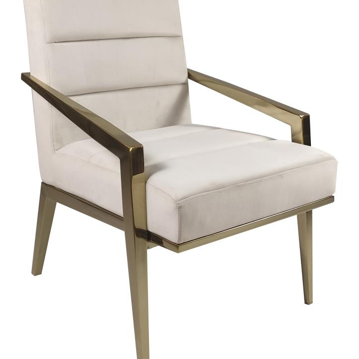 903143 Kirra Upholstered Accent Armchair with Metal Frame Cream and Gold