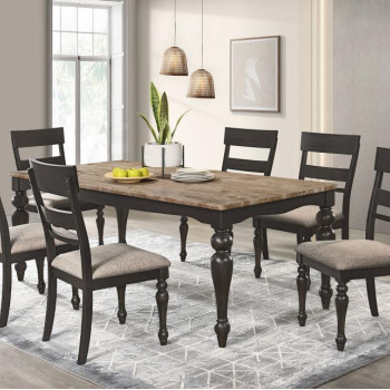 108221-S7 Bridget 7-Piece Rectangular Dining Set Brown Brushed And Charcoal Sandthrough