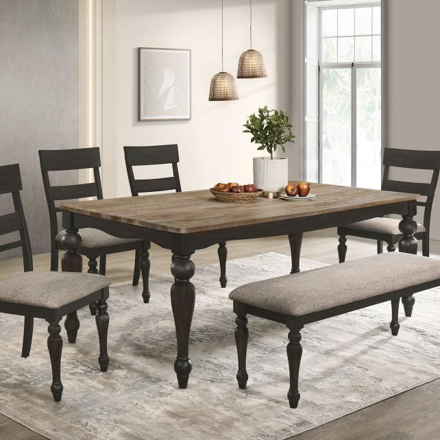 108221-S6 Bridget 6-Piece Rectangular Dining Set Brown Brushed And Charcoal Sandthrough
