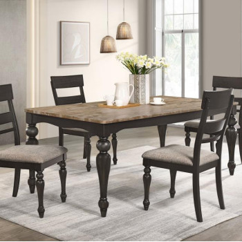 108221-S5 Bridget 5-Piece Rectangular Dining Set Brown Brushed And Charcoal Sandthrough