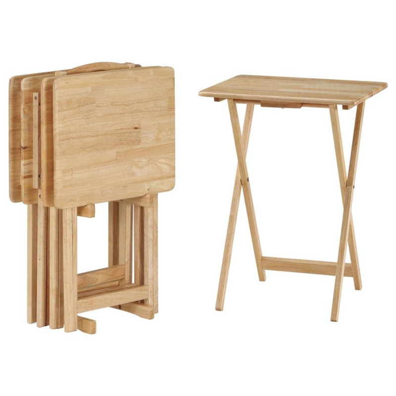 930089 Donna 5-piece Tray Table Set Natural Brown