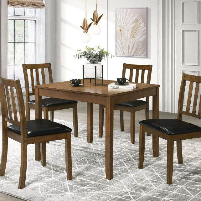 150400 Parkwood 5-Piece Dining Set With Square Table And Slat Back Side Chairs Honey Brown And Black