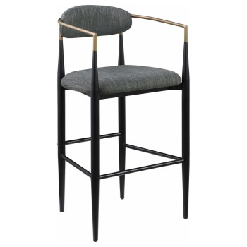 121189 Tina Metal Pub Height Bar Stool with Upholstered Back and Seat Dark Grey