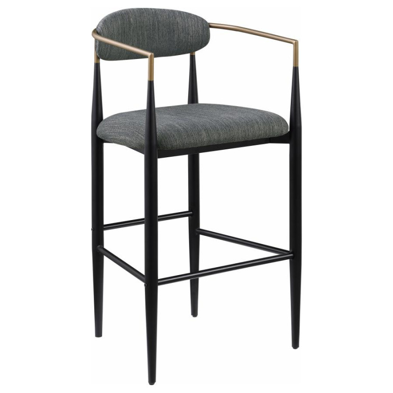 121189 Tina Metal Pub Height Bar Stool with Upholstered Back and Seat Dark Grey