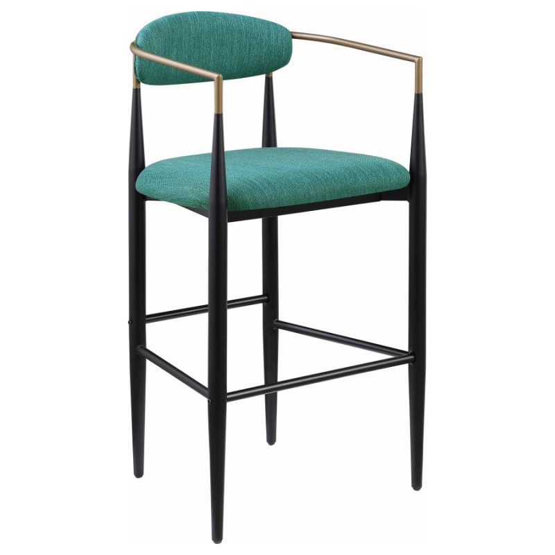 121188 Tina Metal Pub Height Bar Stool with Upholstered Back and Seat Green