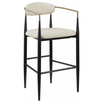 121187 Tina Metal Pub Height Bar Stool with Upholstered Back and Seat Beige