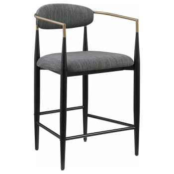 121186 Tina Metal Counter Height Bar Stool with Upholstered Back and Seat Dark Grey