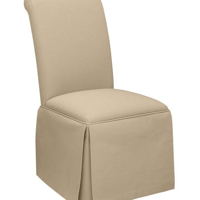 100747 Shawna Upholstered Skirted Parson Dining Side Chair Khaki