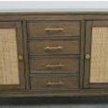 108315 Matisse 4-Drawer Dining Sideboard Buffet Cabinet With Rattan Cabinet Doors Brown