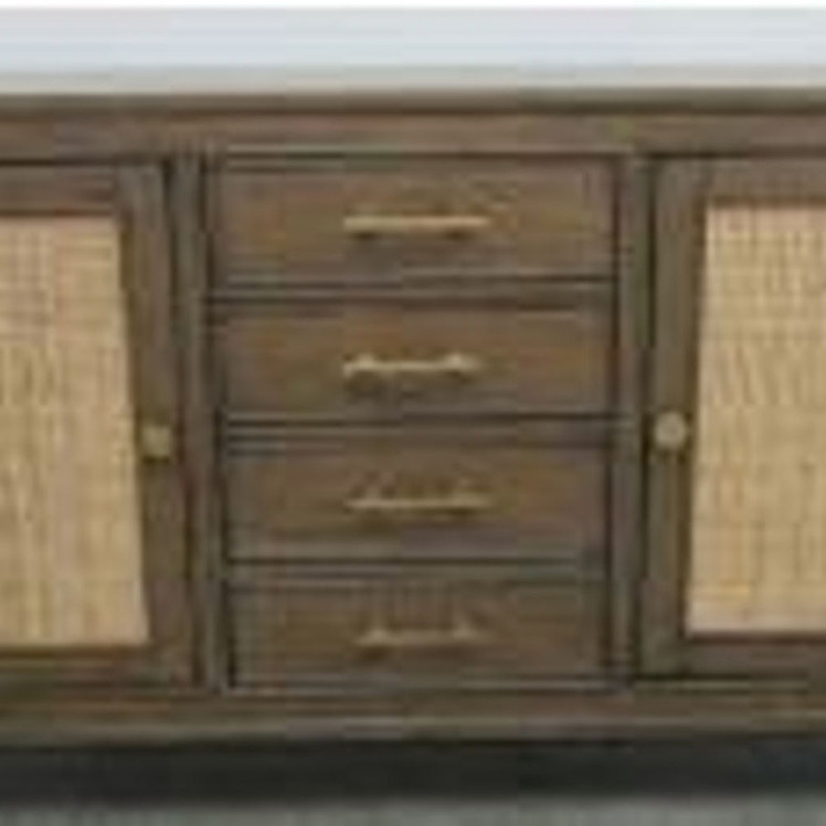 108315 Matisse 4-Drawer Dining Sideboard Buffet Cabinet With Rattan Cabinet Doors Brown