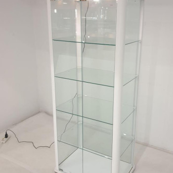 950399 Aero 5-Shelf Display Curio Cabinet With LED And Clear Tempered Glass Shelves Glossy White