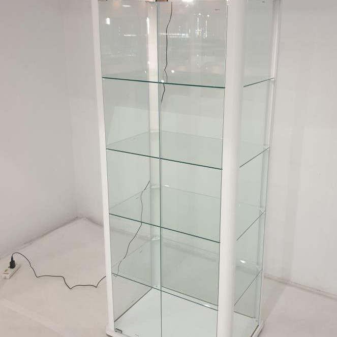 950399 Aero 5-Shelf Display Curio Cabinet With LED And Clear Tempered Glass Shelves Glossy White