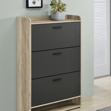 950404 Denia 3-Tier Shoe Storage Cabinet Antique Pine And Grey