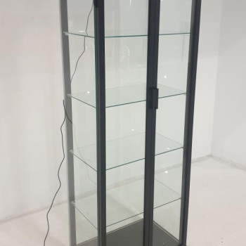 950400 Aero 5-Shelf Display Curio Cabinet With LED And Clear Tempered Glass Shelves Black