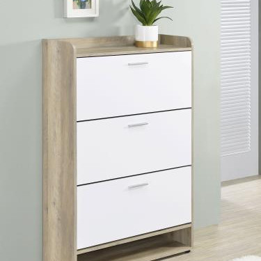 950403 Denia 3-Tier Shoe Storage Cabinet Antique Pine And White