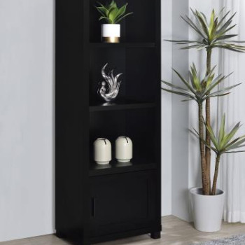 707756 Jupiter 3-Shelf Media Tower Bookcase With Storage Cabinet Black
