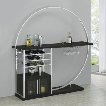 182799 Risley 2-Door Circular LED Home Bar With Wine Storage Dark Charcoal