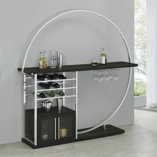 182799 Risley 2-Door Circular LED Home Bar With Wine Storage Dark Charcoal