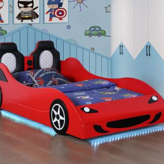 400479 Cruiser Car Themed Twin Bed With Underglow Lights Red