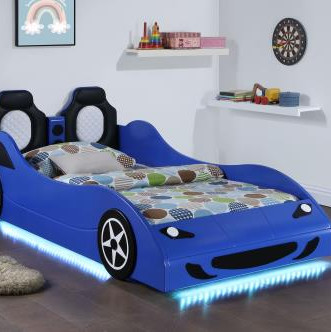 400478 Cruiser Car Themed Twin Bed with Underglow Lights Blue