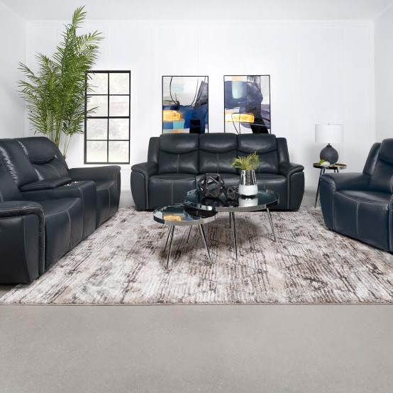 610271-S3 Sloane 3-piece Upholstered Motion Reclining Sofa Set Blue