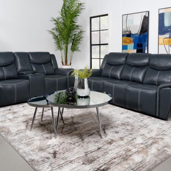 610271-S2 Sloane 2-piece Upholstered Motion Reclining Sofa Set Blue