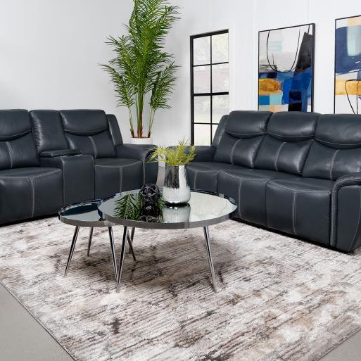 610271-S2 Sloane 2-piece Upholstered Motion Reclining Sofa Set Blue