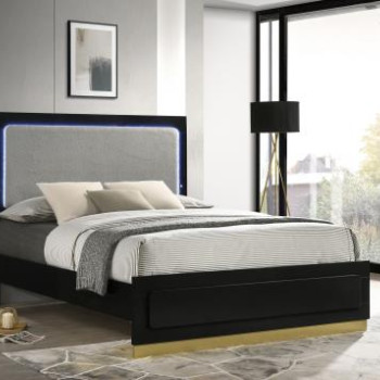 224781KE Caraway Eastern King Bed With LED Headboard Black And Grey