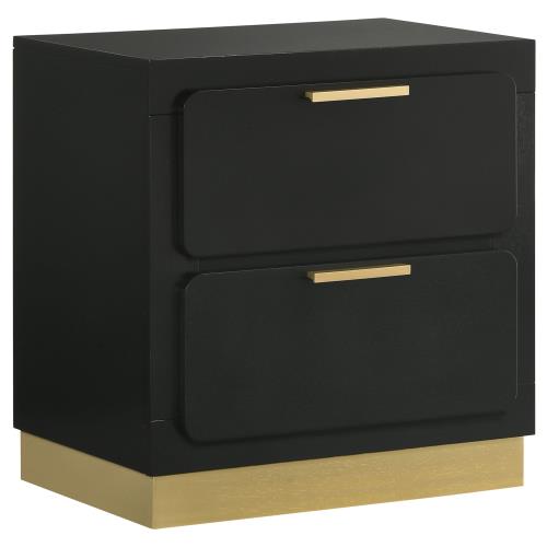 224782 Caraway 2-Drawer Nightstand Bedside Table Black
