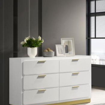 224773 Caraway 6-Drawer Bedroom Dresser White