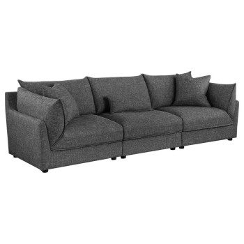 551681-SETB Sasha 3-Piece Upholstered Sofa Barely Black