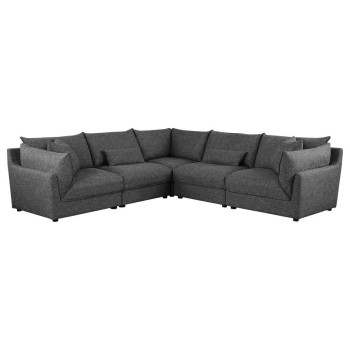 551681-SETA Sasha 6-Piece Upholstered Modular Sectional Sofa Barely Black