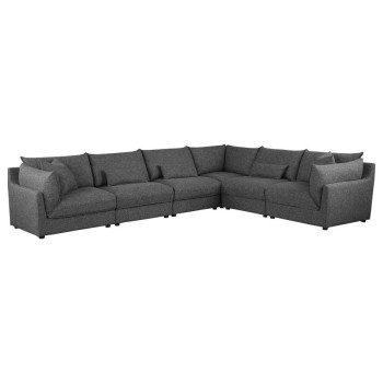 551681-SET Sasha 6-Piece Upholstered Modular Sectional Barely Black