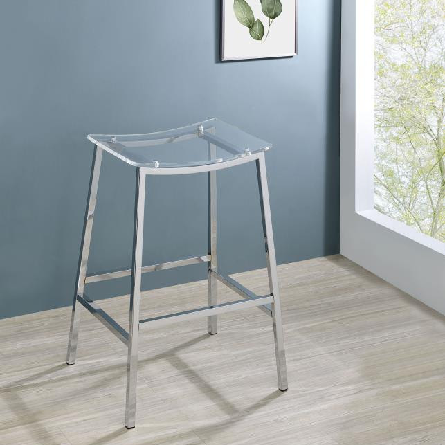 182359 Jovani Acrylic Backless Bar Stools Clear And Chrome