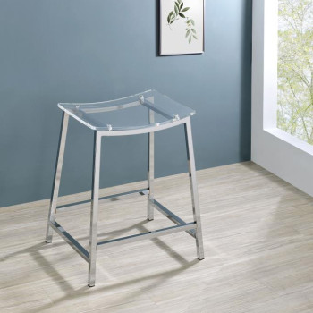 182358 Jovani Acrylic Backless Counter Height Bar Stools Clear And Chrome