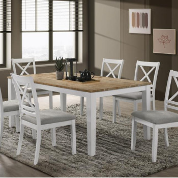 122241-S7 Hollis 7-Piece Rectangular Dining Table Set Brown And White