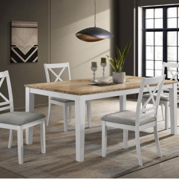 122241-S5 Hollis 5-Piece Rectangular Dining Table Set Brown And White