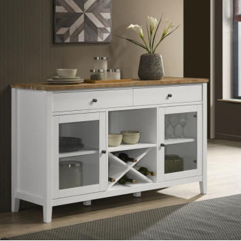 122245 Hollis 2-Door Dining Sideboard With Drawers Brown And White