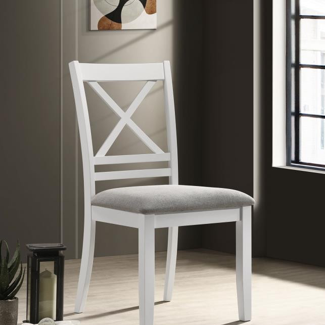 122242 Hollis Cross Back Wood Dining Side Chair White