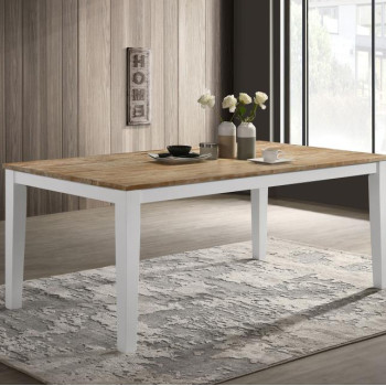 122241 Hollis Rectangular Solid Wood Dining Table Brown And White